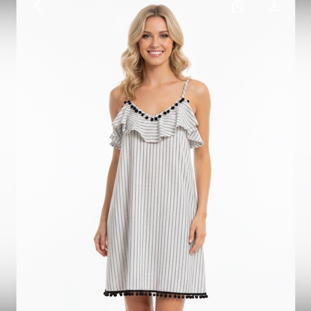 Sam & Lavi size medium cream & black striped dress